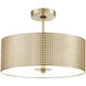 Grid 3 Light 16.13 inch Soft Rass Semi Flush Ceiling Light in Soft Brass