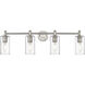 Crown Point 4 Light 33.88 inch Satin Nickel Bath Vanity Light Wall Light in Seedy Glass