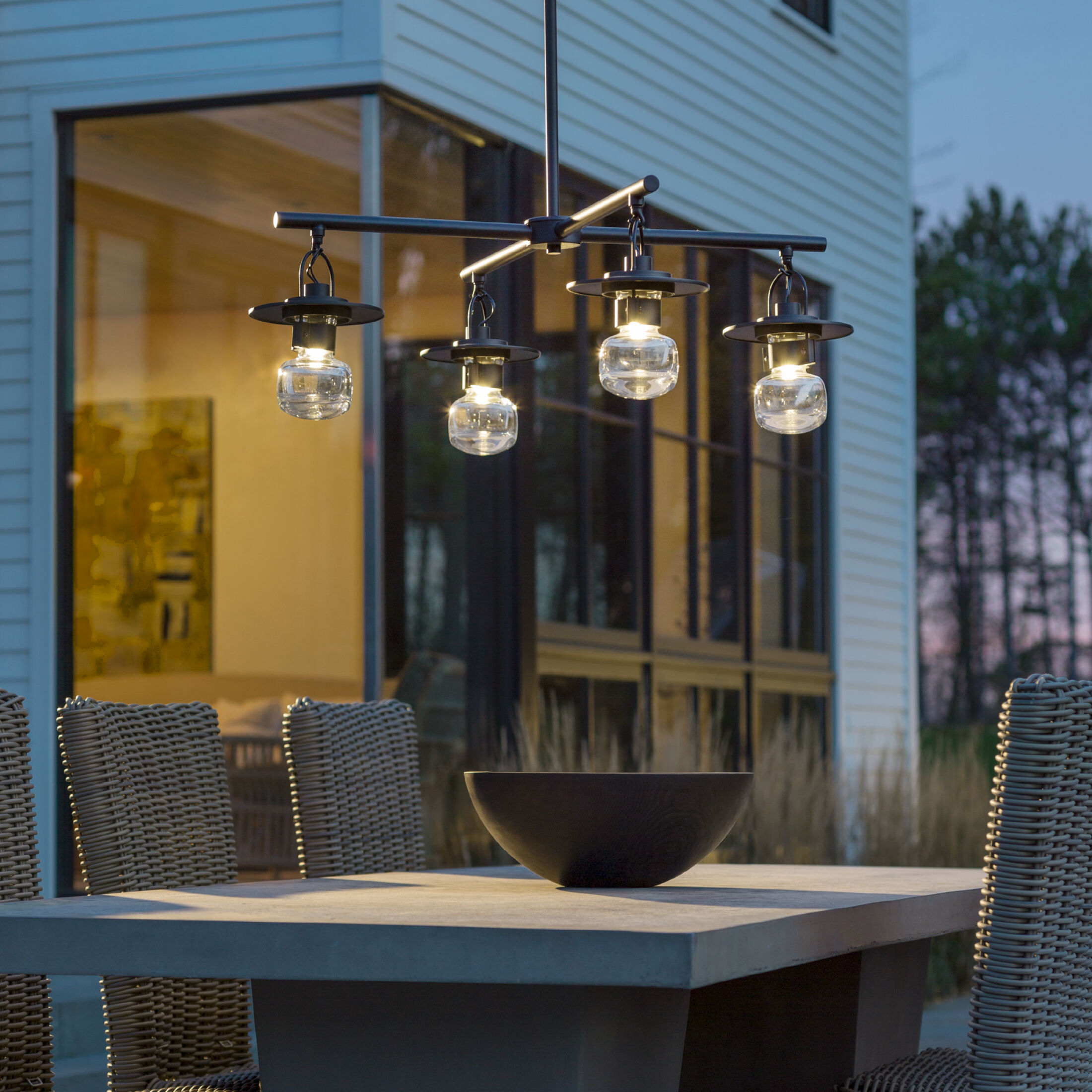 Mason 4 Light 33.9 inch Coastal Black Outdoor Pendant