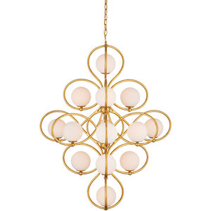 Storrs 14 Light 34 inch Contemporary Gold Leaf/Contemporary Gold/White Chandelier Ceiling Light