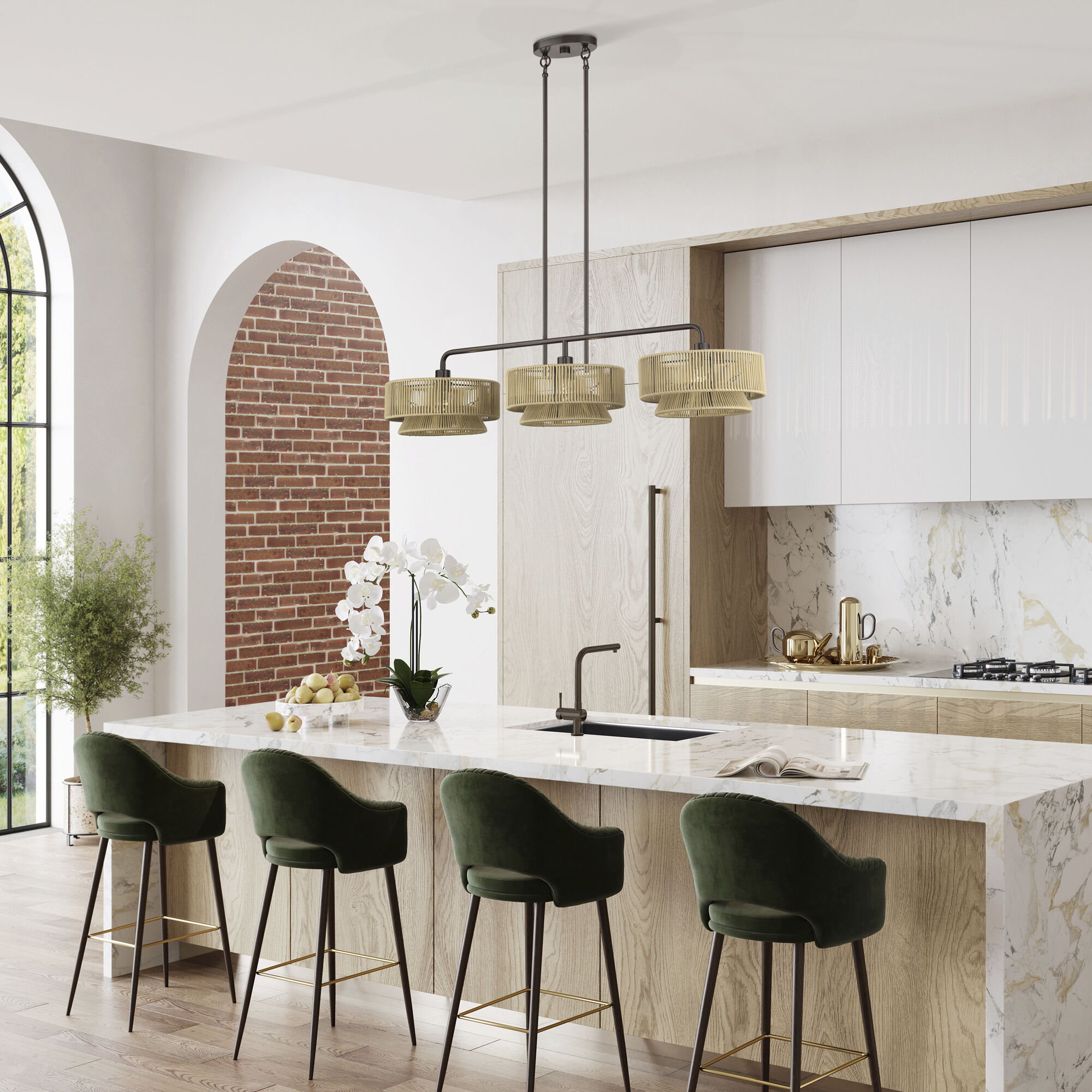 Florell 3 Light 47 inch English Bronze Linear Chandelier Ceiling Light, Extra Large