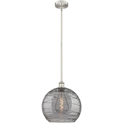 Edison Athens Deco Swirl 1 Light 13.75 inch Brushed Satin Nickel Stem Hung Pendant Ceiling Light