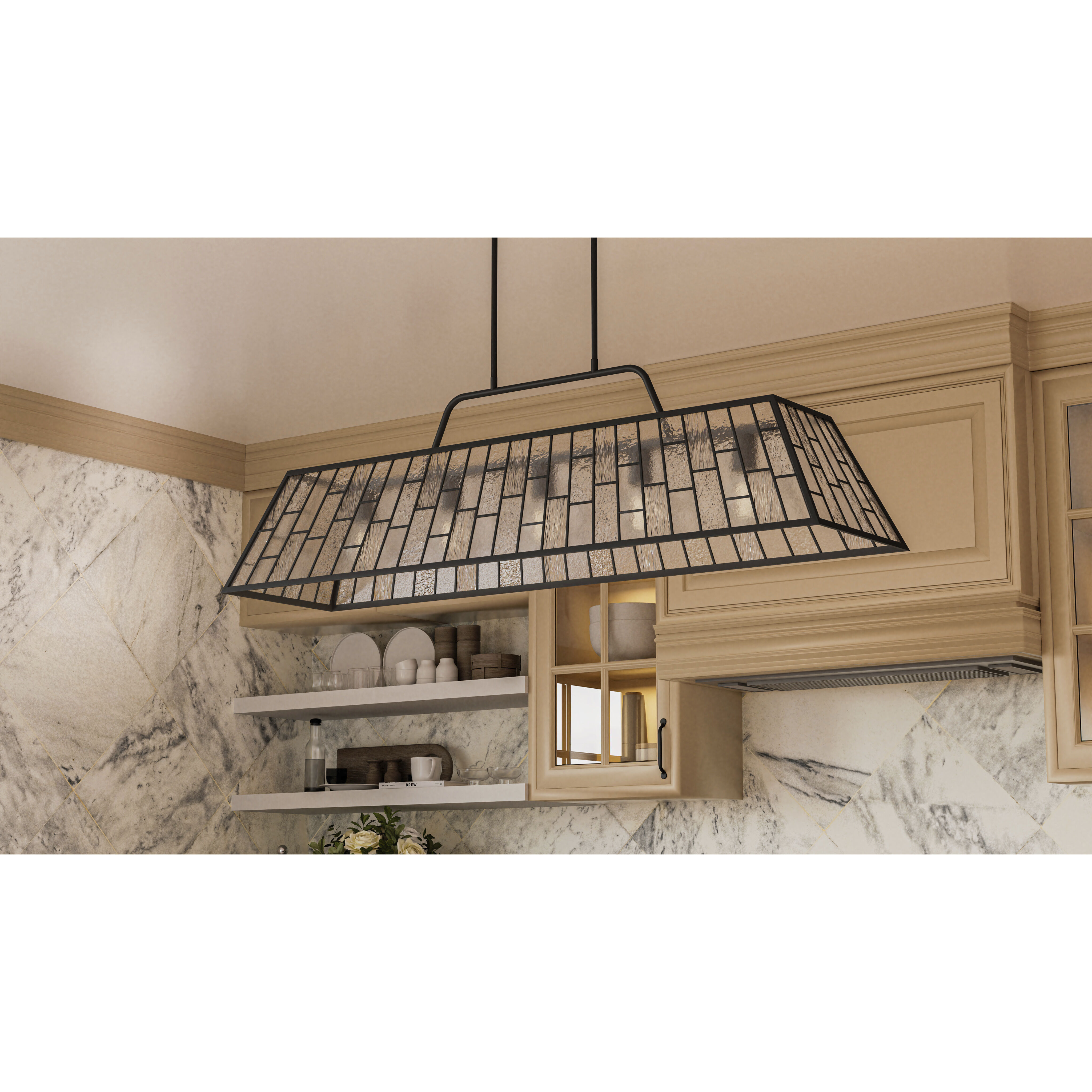 Rainier 5 Light 48 inch Matte Black Linear Chandelier Ceiling Light, Large