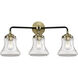 Nouveau Bellmont 3 Light 24 inch Black Antique Brass Bath Vanity Light Wall Light in Clear Glass, Nouveau