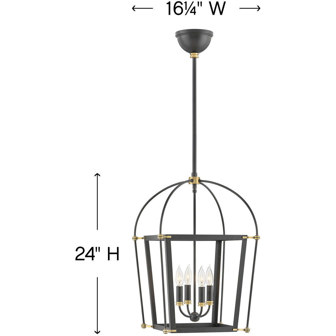 Selby 4 Light 16.25 inch Black with Heritage Brass Indoor Pendant Ceiling Light
