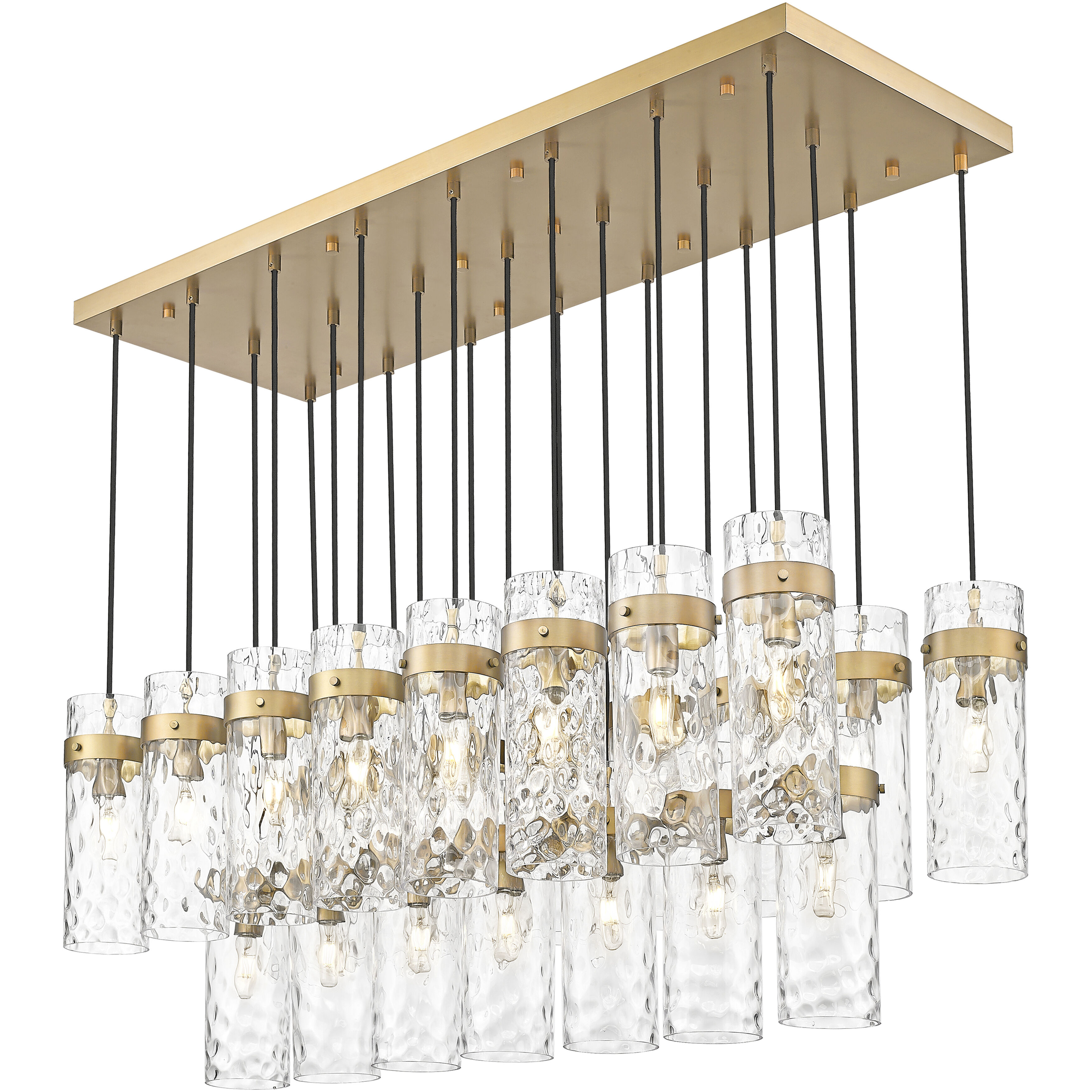 Fontaine Linear Chandelier Ceiling Light in Rubbed Brass