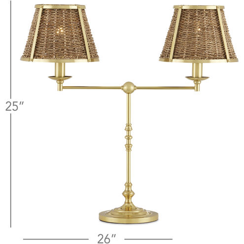 Deauville 25 inch 7 watt Polished Brass/Natural Desk Lamp Portable Light, Suzanne Duin Collection