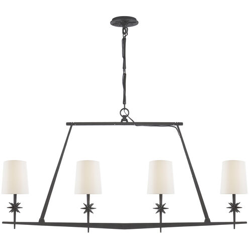 Ian K. Fowler Etoile 4 Light 48 inch Blackened Rust Linear Chandelier Ceiling Light in Linen