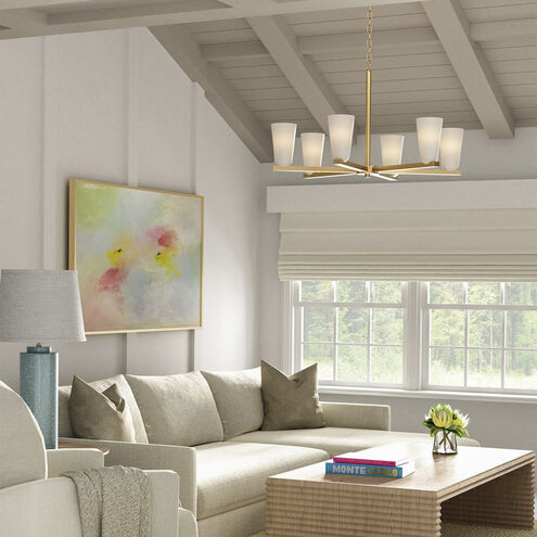 Romy 6 Light 36 inch Matte Brass Chandelier Ceiling Light