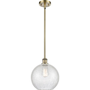 Ballston Large Athens LED 10 inch Antique Brass Pendant Ceiling Light in Clear Crackle Glass, Ballston