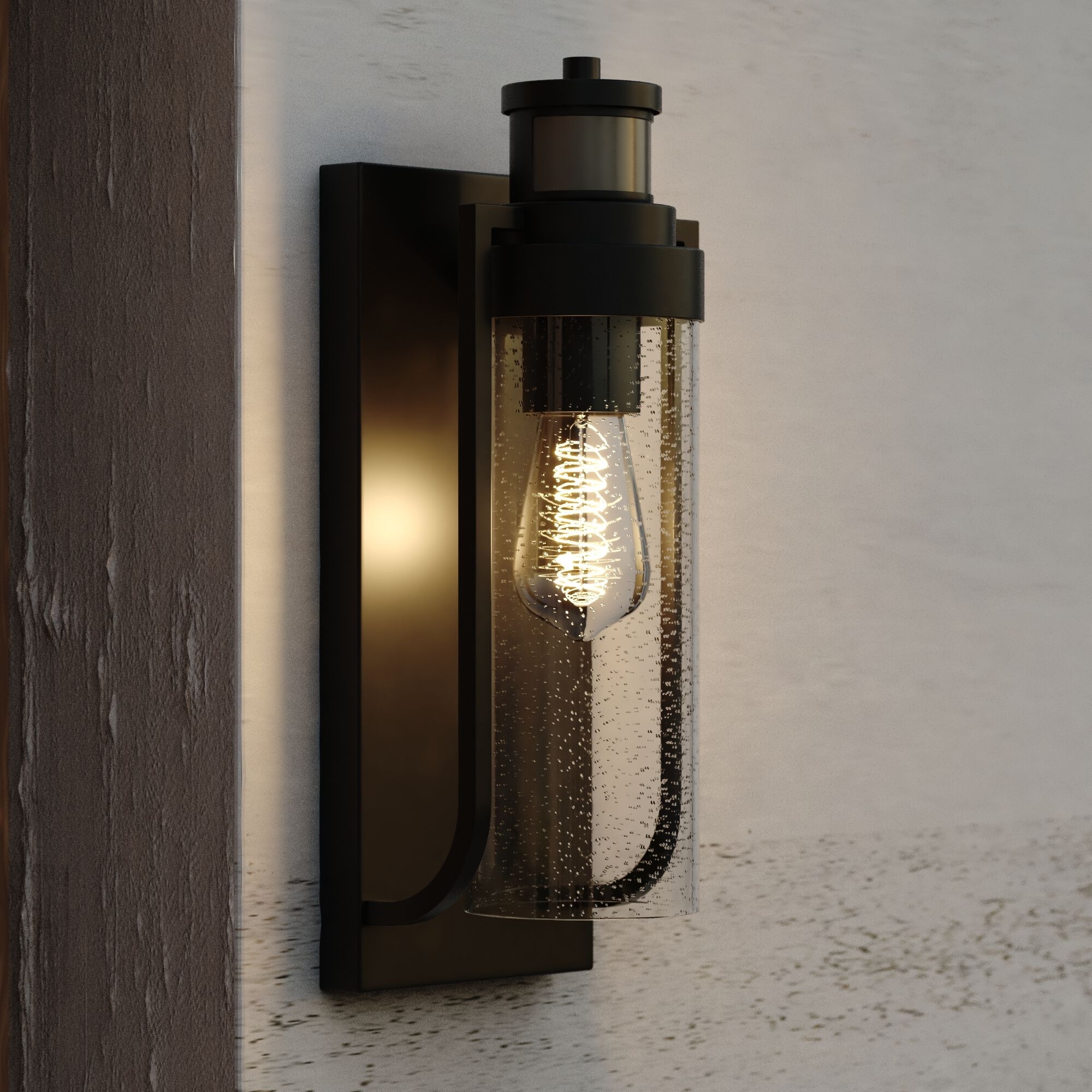 Lawton Textured Black Outdoor Motion Sensor