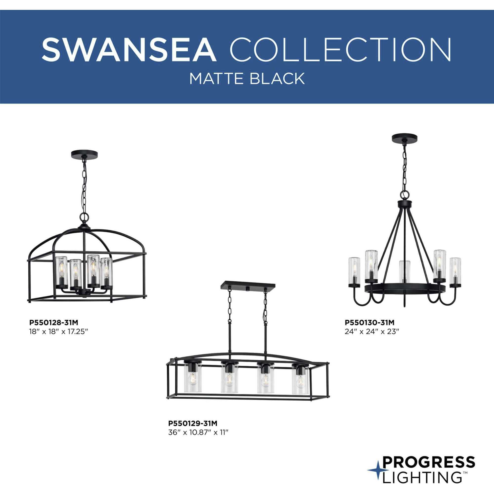 Swansea 5 Light 24 inch Matte Black Outdoor Chandelier