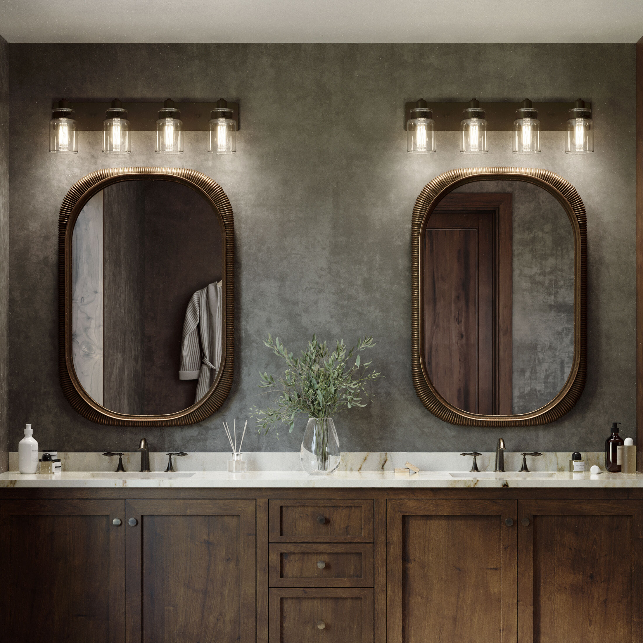 Buckley 4 Light 30 inch Antique Bronze Bath Vanity Wall Light