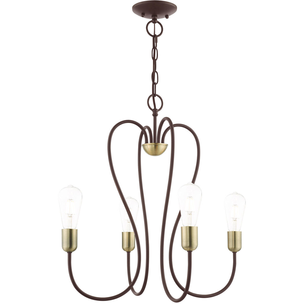 Lucerne 4 Light 20 inch Bronze with Antique Brass Accents Chandelier Ceiling Light