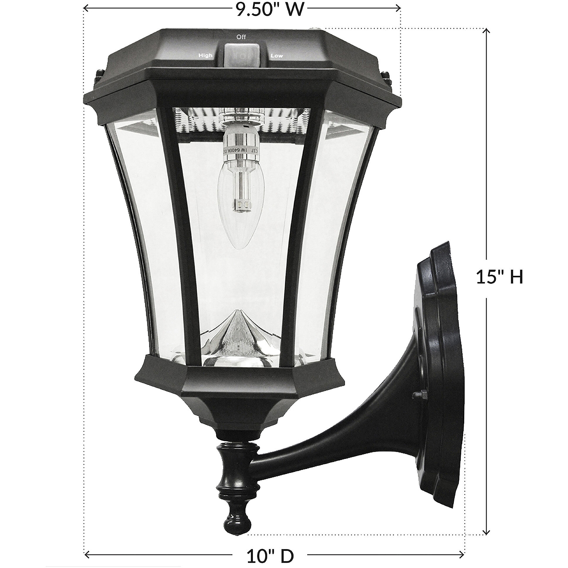 Victorian LED 15 inch Black Outdoor Post Light, Solar