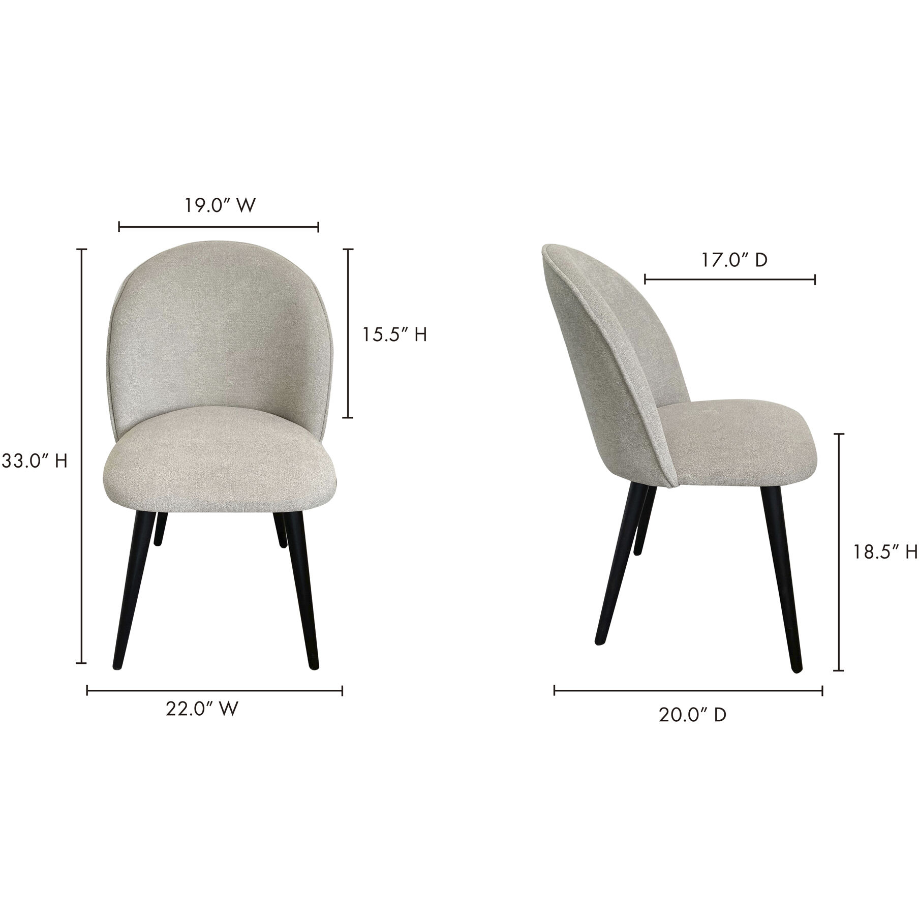 Clarissa Grey Dining Chair in Light Grey, Set of 2