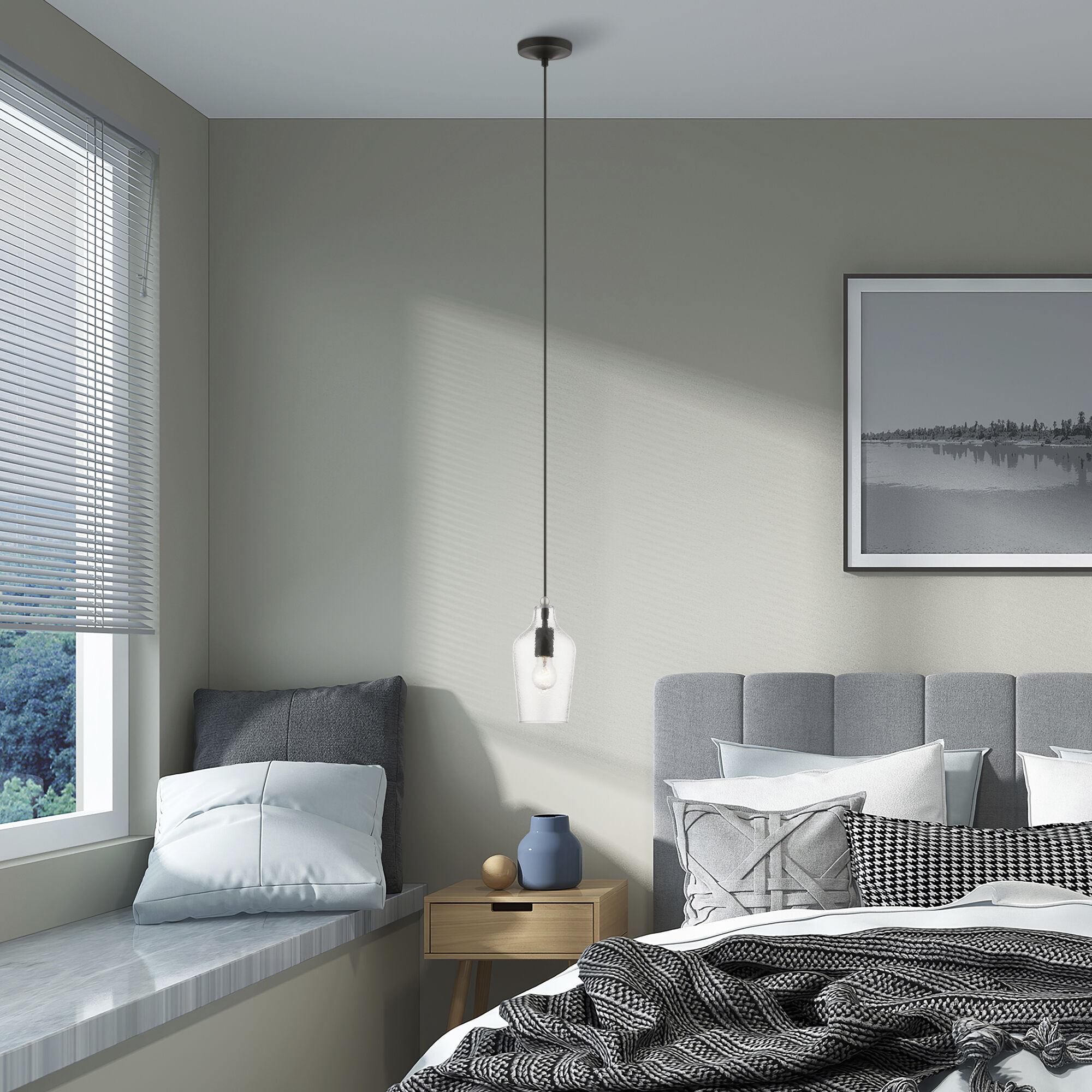 Avery 1 Light 5.25 inch Black with Brushed Nickel Accent Mini Pendant Ceiling Light