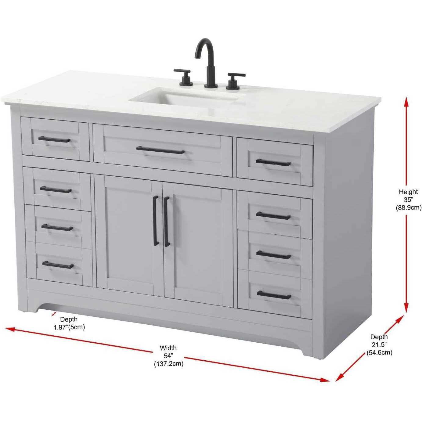 Remington 54 X 35 inch Grey Bathroom Vanity Cabinet
