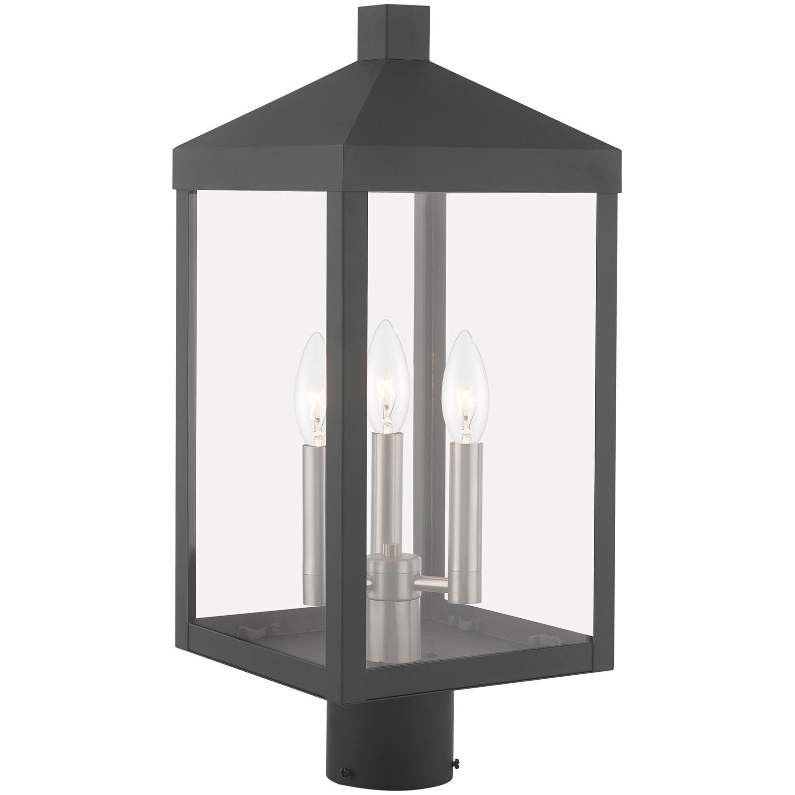Nyack 3 Light 20 inch Scandinavian Gray Outdoor Post Top Lantern