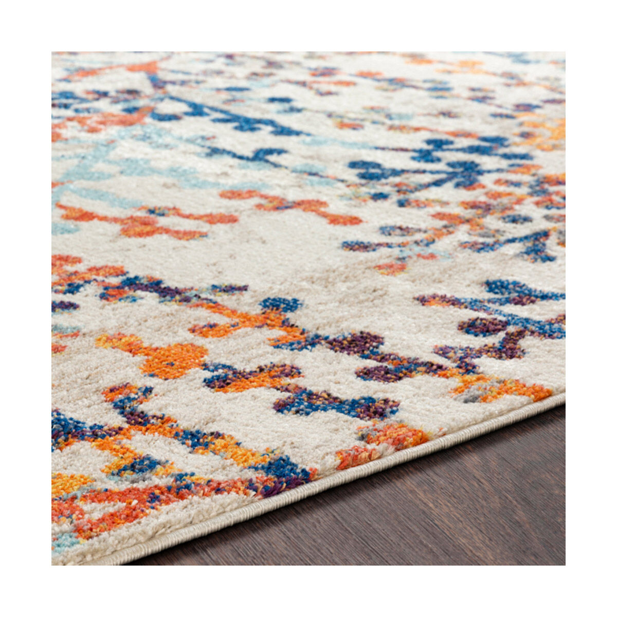 Ararat 87 X 63 inch Aqua/Dark Blue/Bright Orange/Bright Yellow Rugs, Rectangle