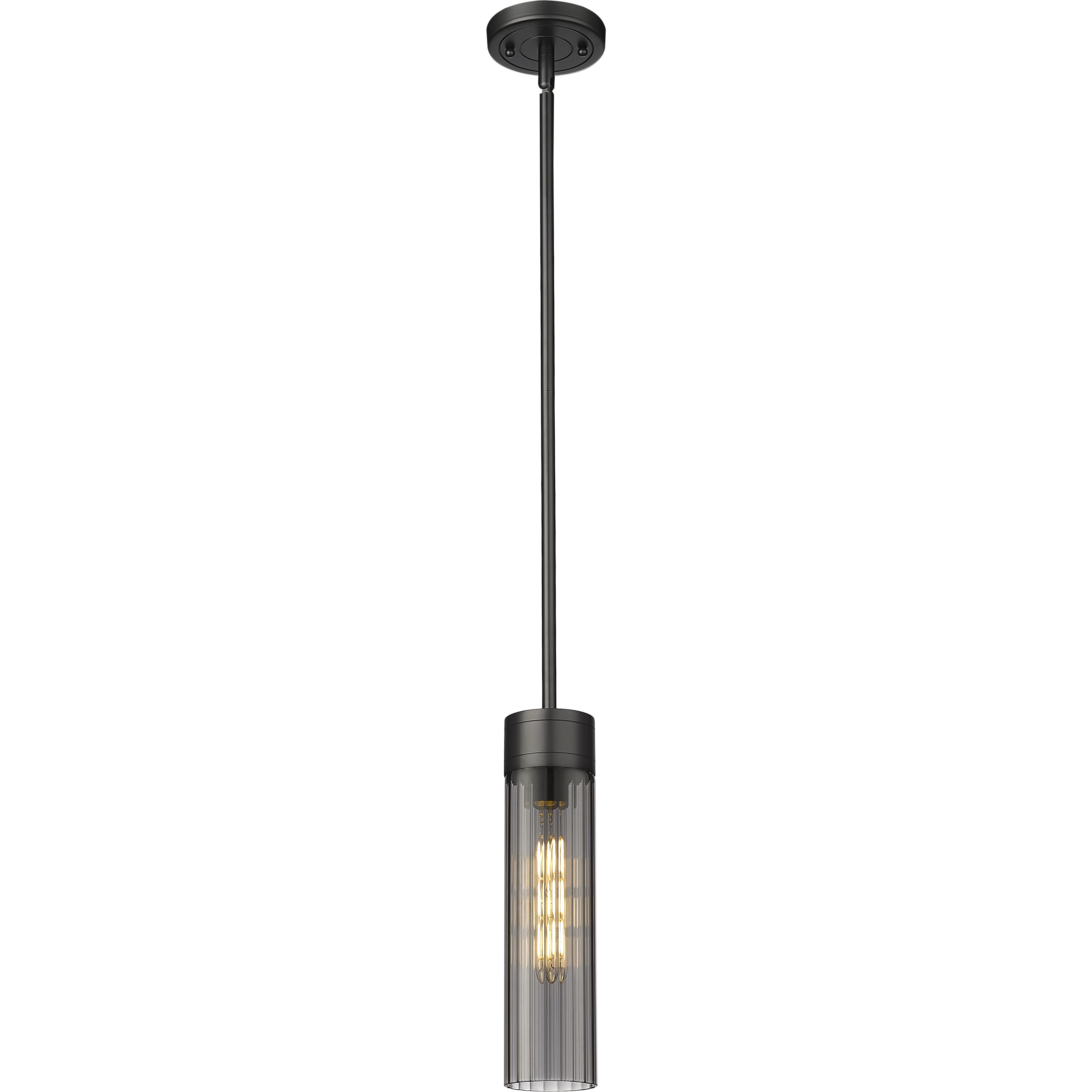 Empire 1 Light 3.13 inch Matte Black Pendant Ceiling Light in Plated Smoke Glass