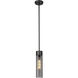 Empire 1 Light 3.13 inch Matte Black Pendant Ceiling Light in Plated Smoke Glass