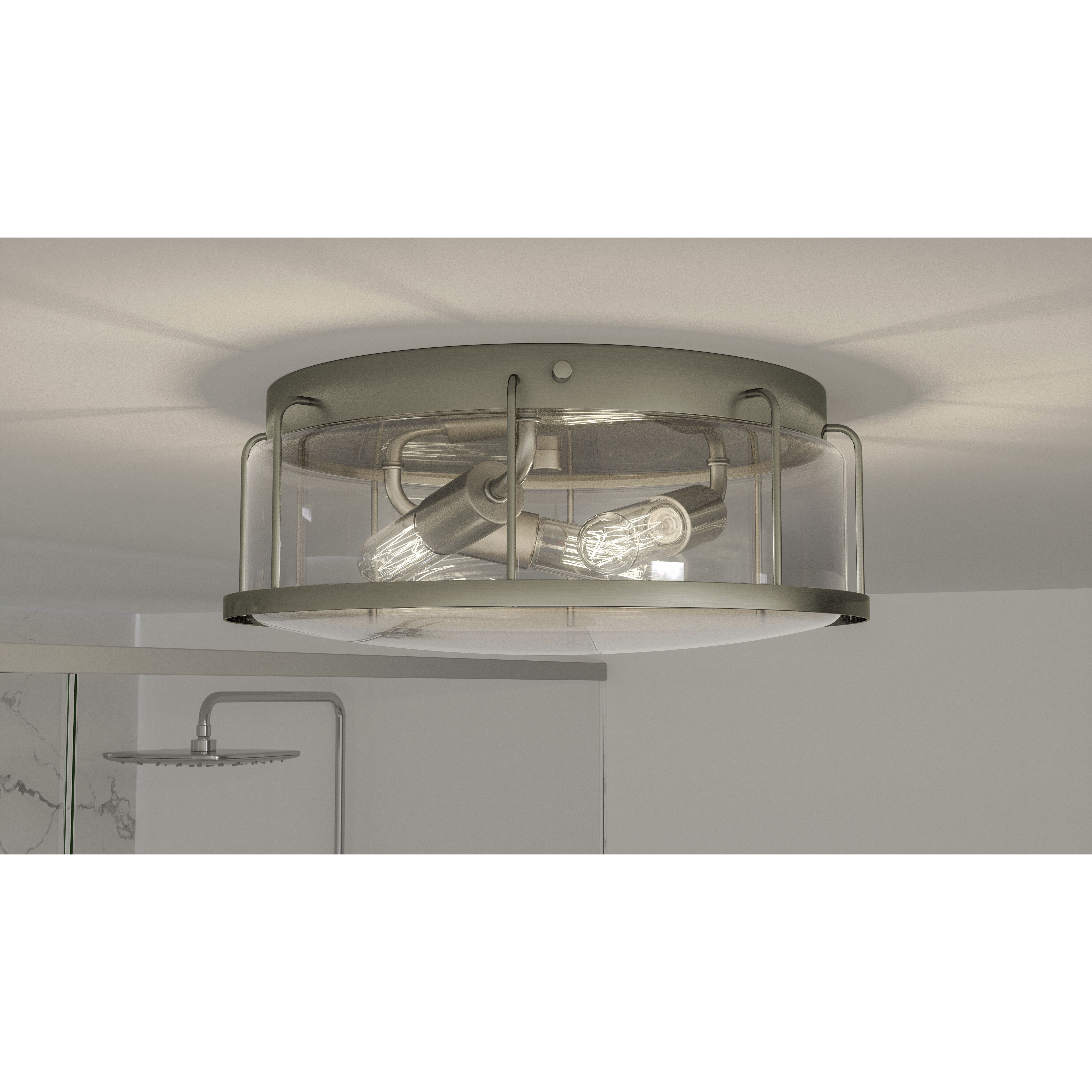 Ludlow 3 Light 13.25 inch Brushed Nickel Flush Mount Ceiling Light