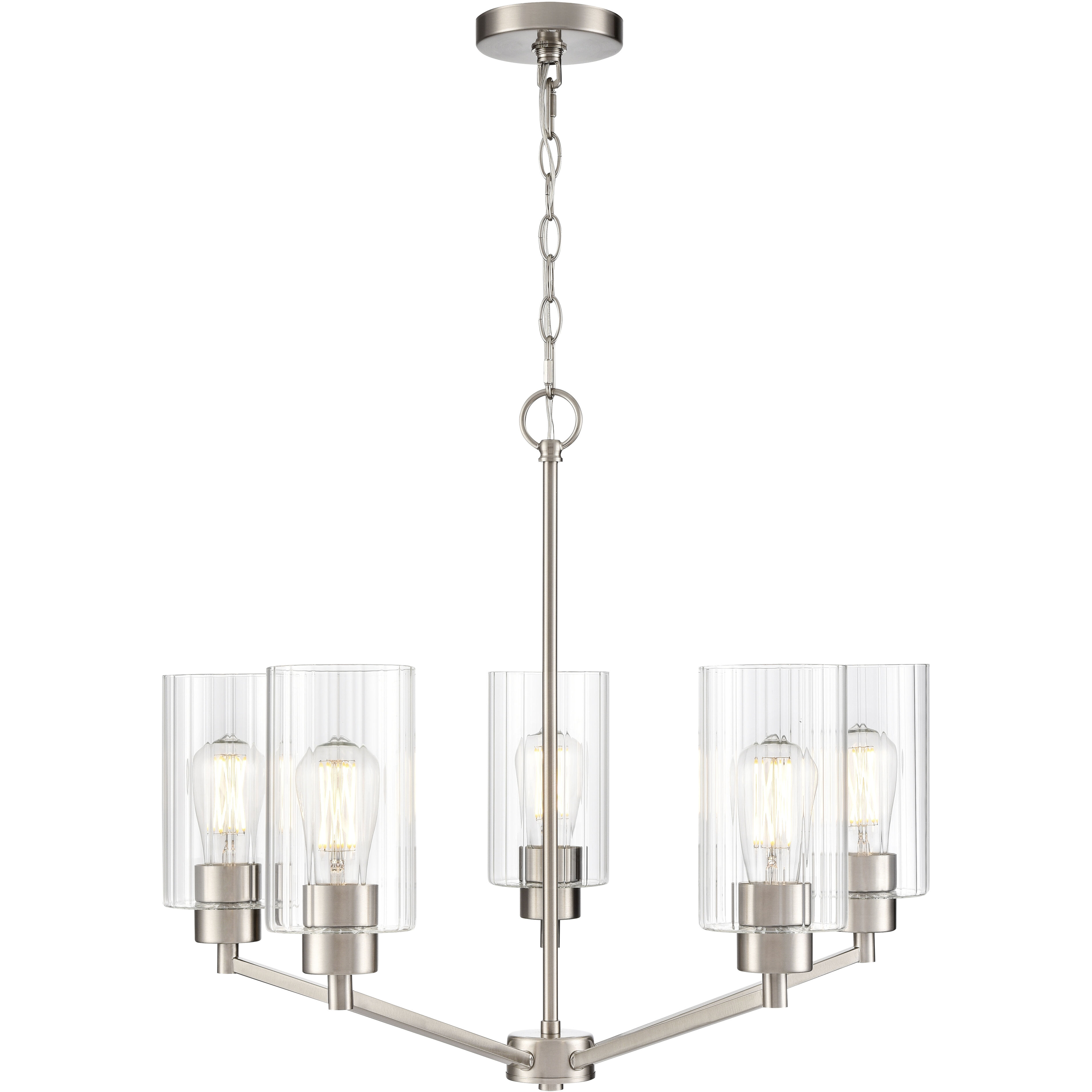 Beverlly 5 Light 26 inch Brushed Nickel Chandelier Ceiling Light