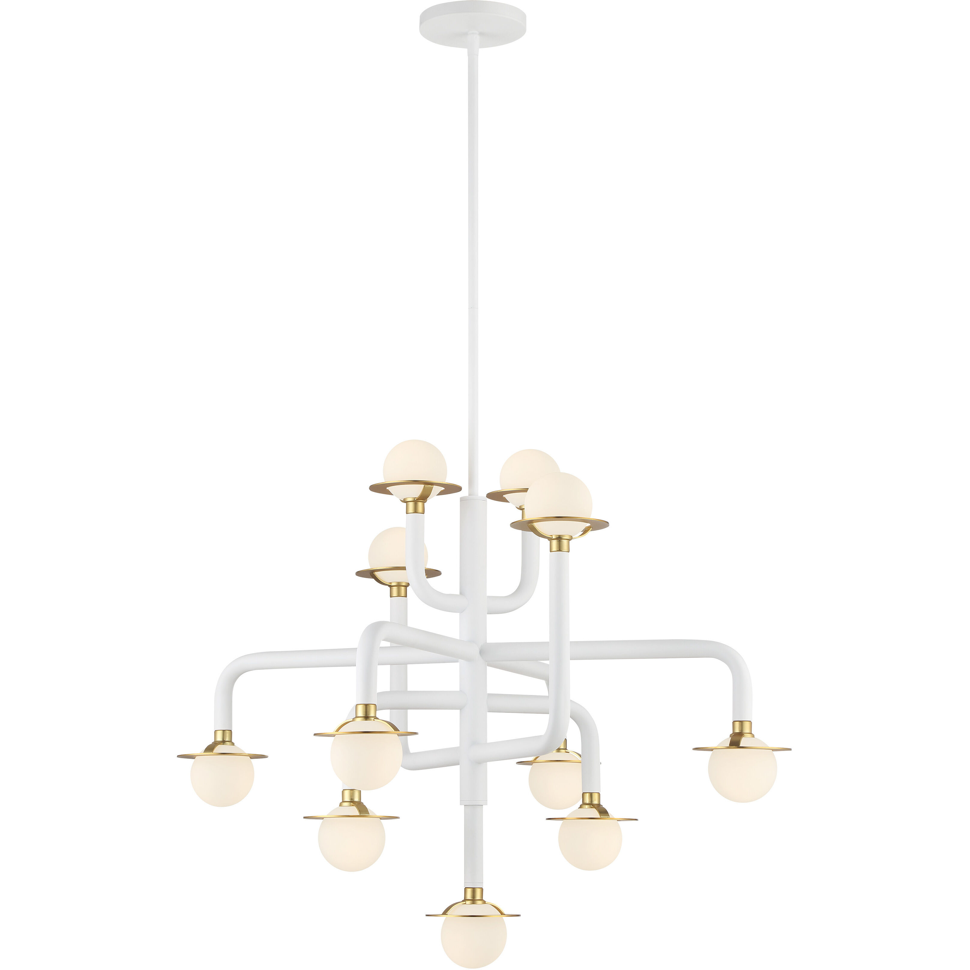 Tubular LED 29.38 inch Matte White W/Honey Gold Chandelier Ceiling Light
