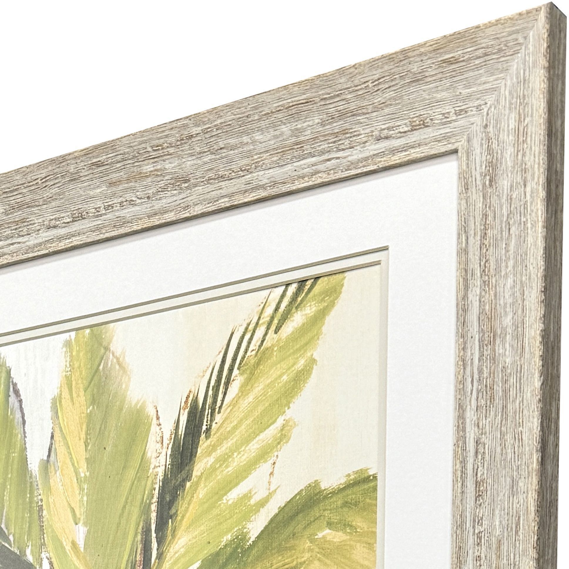 Oasis Palm Green and Turquoise and Yellow and Brown Framed Art, Propac