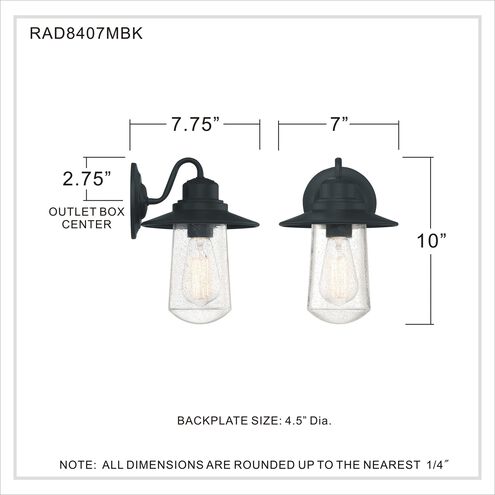 Radford 1 Light 10 inch Matte Black Outdoor Wall Lantern