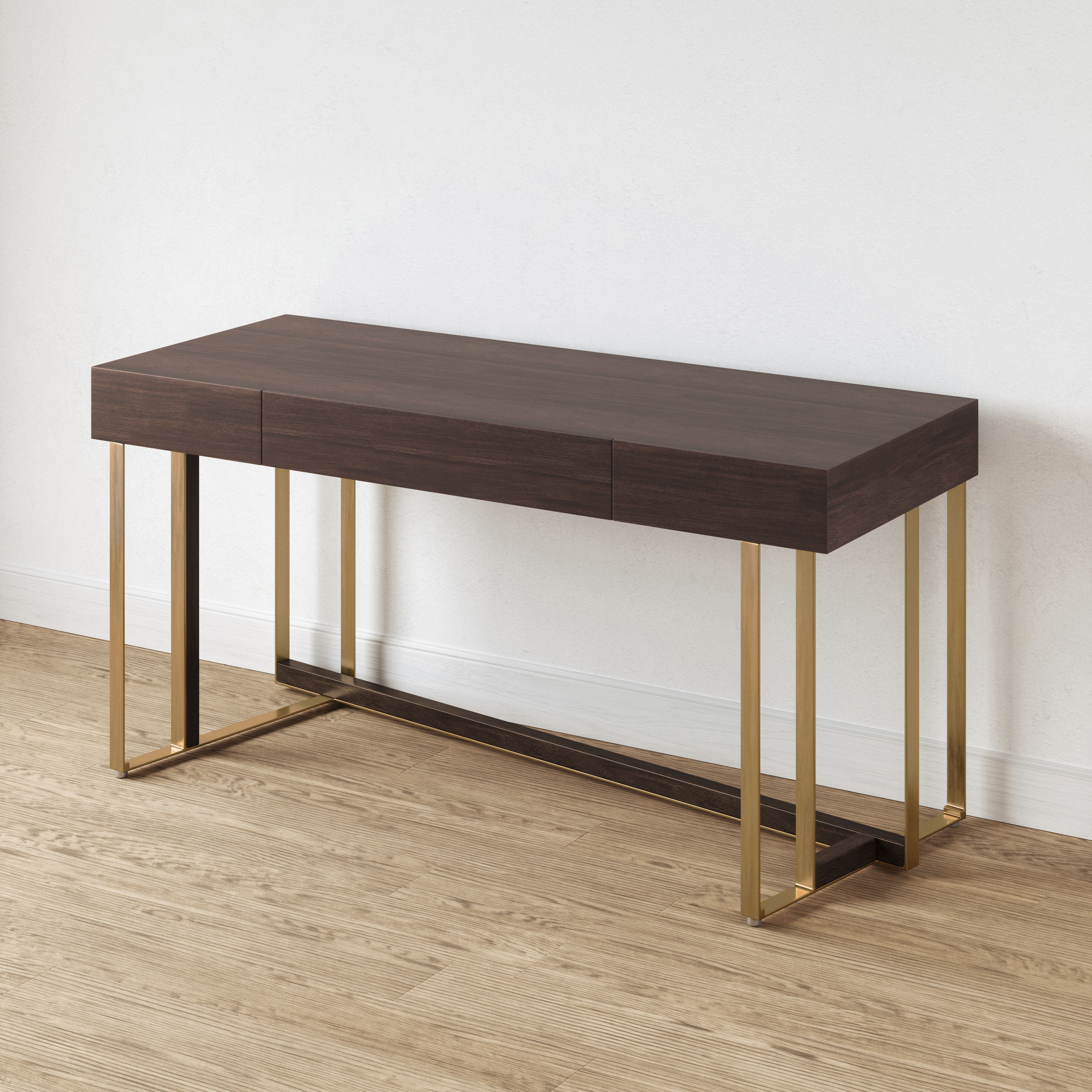 Crafton 60 X 24 inch Mahogany with Satin Brass Desk