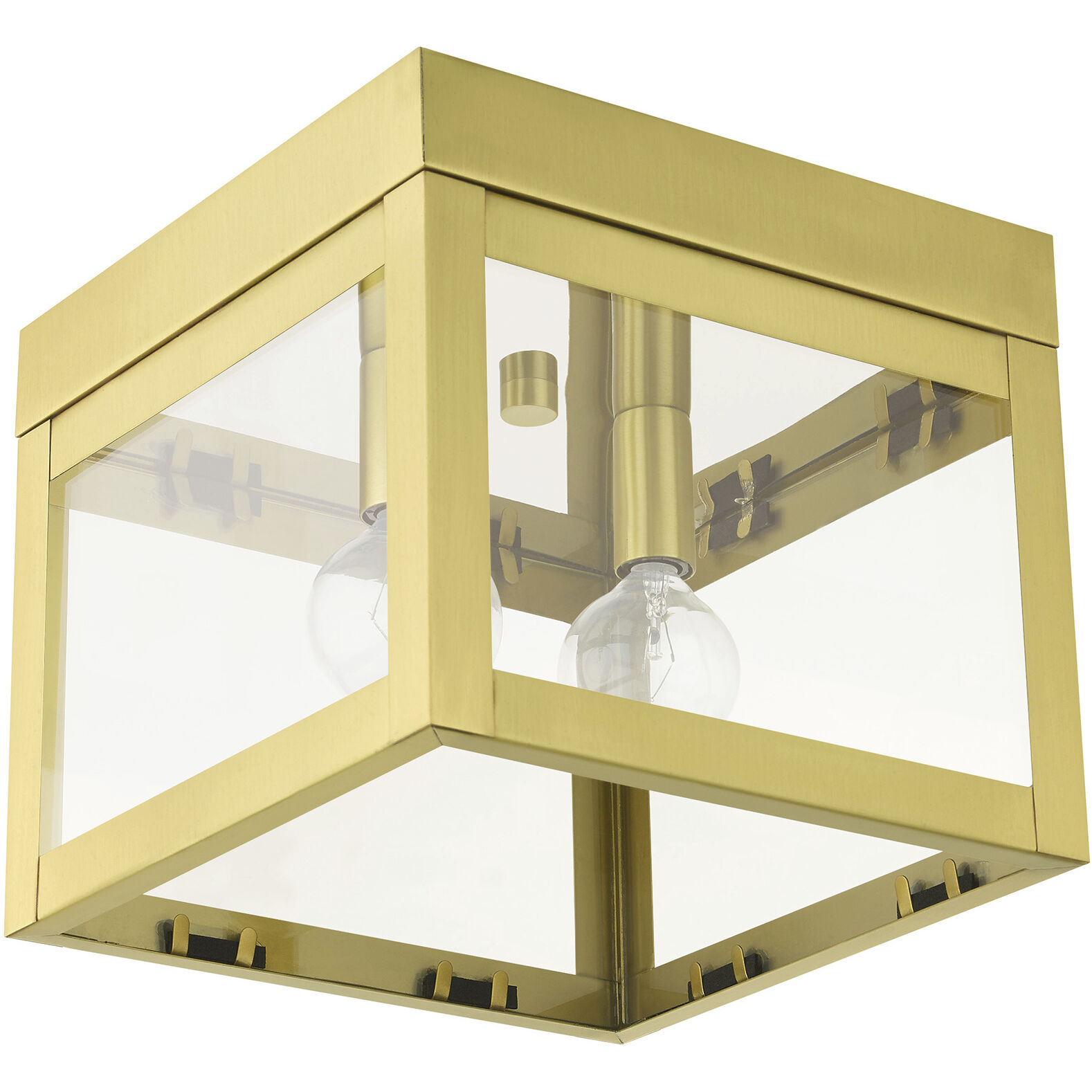 Nyack 2 Light 8 inch Satin Brass Flush Mount Ceiling Light