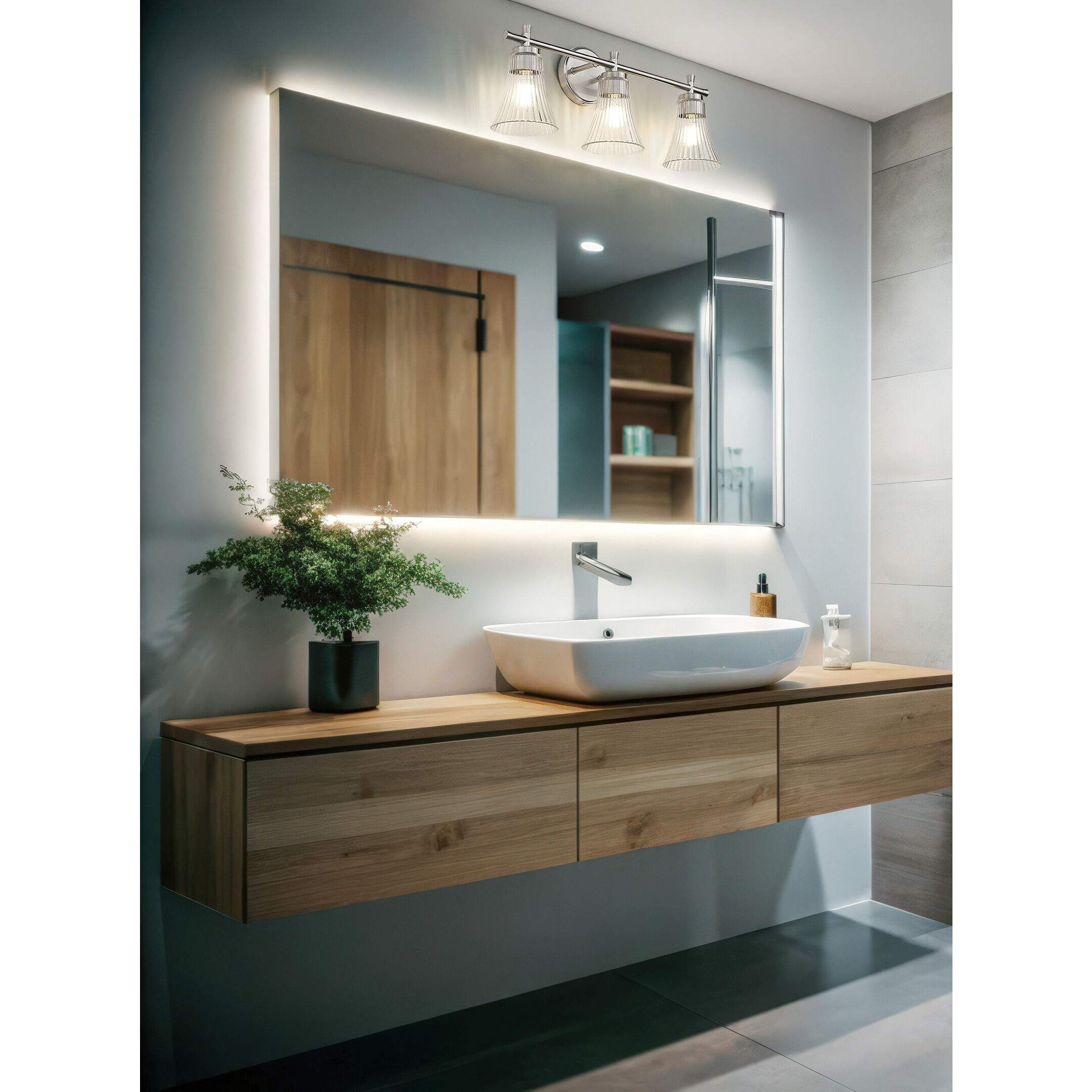 Belle 3 Light 24 inch Brushed Nickel Bath Vanity Light Wall Light