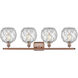 Ballston Farmhouse Rope 4 Light 36 inch Antique Copper Bath Vanity Light Wall Light in Clear Glass with White Rope, Ballston