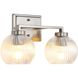 Elliott 2 Light 15.25 inch Pewter Vanity Light Wall Light in Ribbed Clear