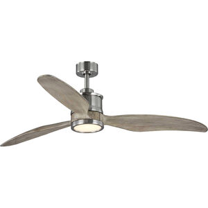 Fulton 60 inch Brushed Nickel with Grey Weathered Wood Blades Ceiling Fan, Progress LED