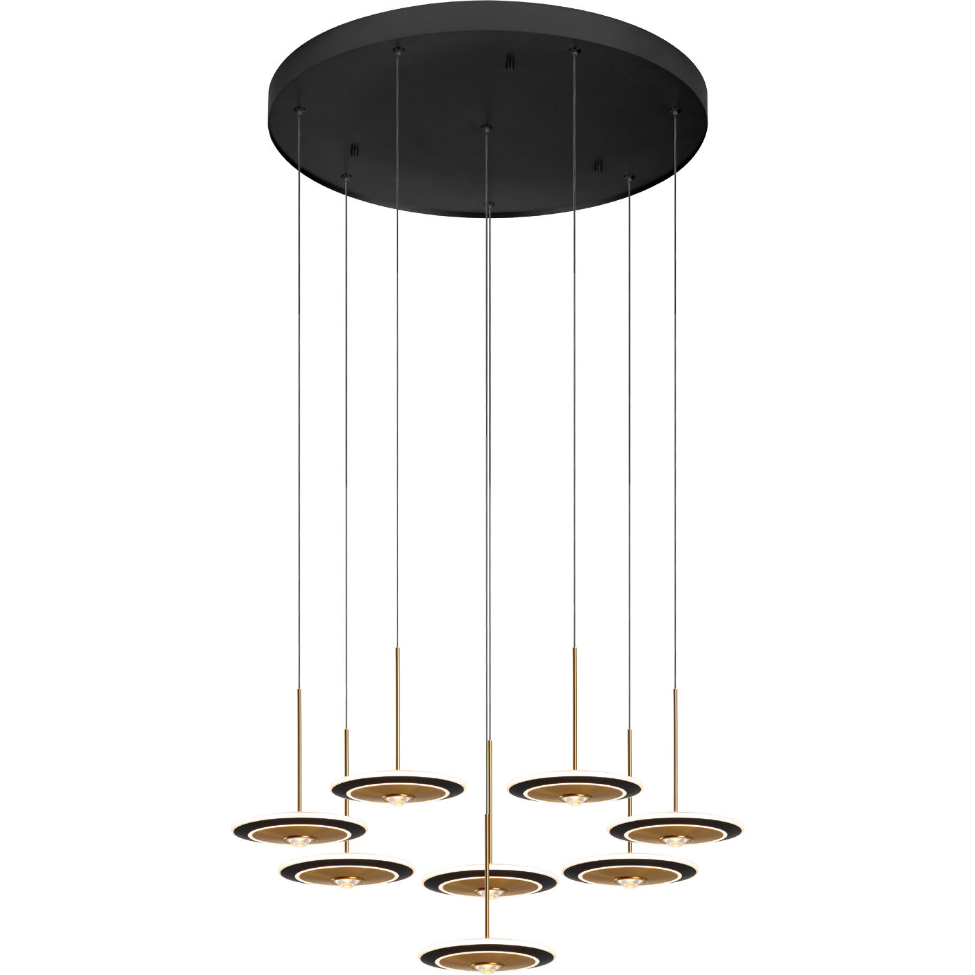 Uranas LED 28.3 inch Satin Dark Gray and Antique Brass Multi-Pendant Ceiling Light