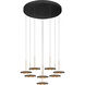 Uranas LED 28.3 inch Satin Dark Gray and Antique Brass Multi-Pendant Ceiling Light