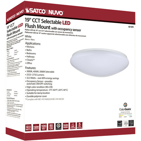 Cloud LED 19 inch White Flush Mount Ceiling Light