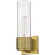 Bolivar 1 Light 4 inch Brushed Brass Sconce Wall Light in Clear Glass