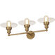 English Pub Vanity Light Wall Light in Satin Brass, Clear Glass