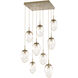 Meteo LED LED Gilded Brass Chandelier Ceiling Light, Square Multi-Port
