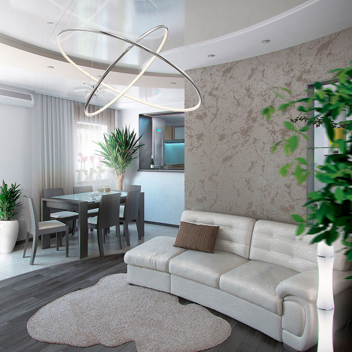 Valley LED 31.5 inch Chrome Pendant Ceiling Light, Large