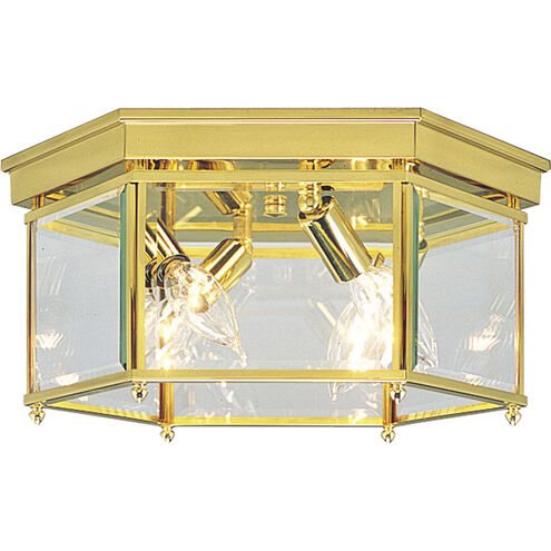 Beveled Glass 4 Light 13 inch Polished Brass Close-to-Ceiling Ceiling Light