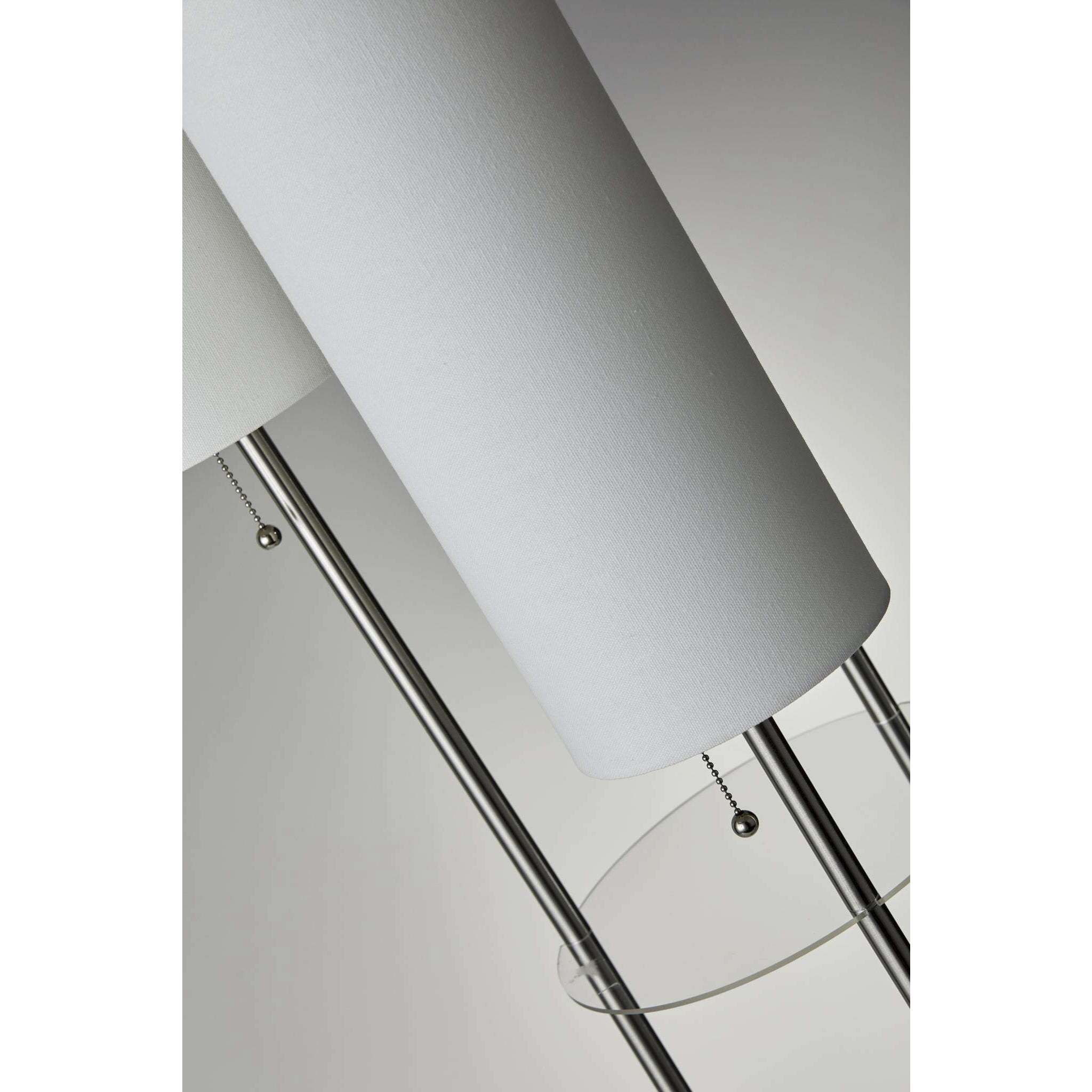 Trio 67.75 inch 40 watt Brushed Steel Floor Lamp Portable Light in White Linen