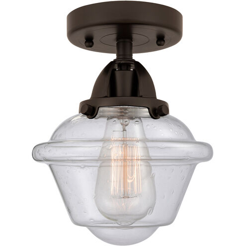 Nouveau 2 Small Oxford 1 Light 8 inch Oil Rubbed Bronze Semi-Flush Mount Ceiling Light in Seedy Glass