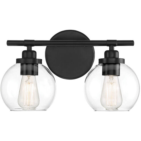 Carson 2 Light 14 inch Matte Black Vanity Light Wall Light, Essentials