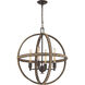 Natural Rope 4 Light 24 inch Oil Rubbed Bronze with Natural Chandelier Ceiling Light