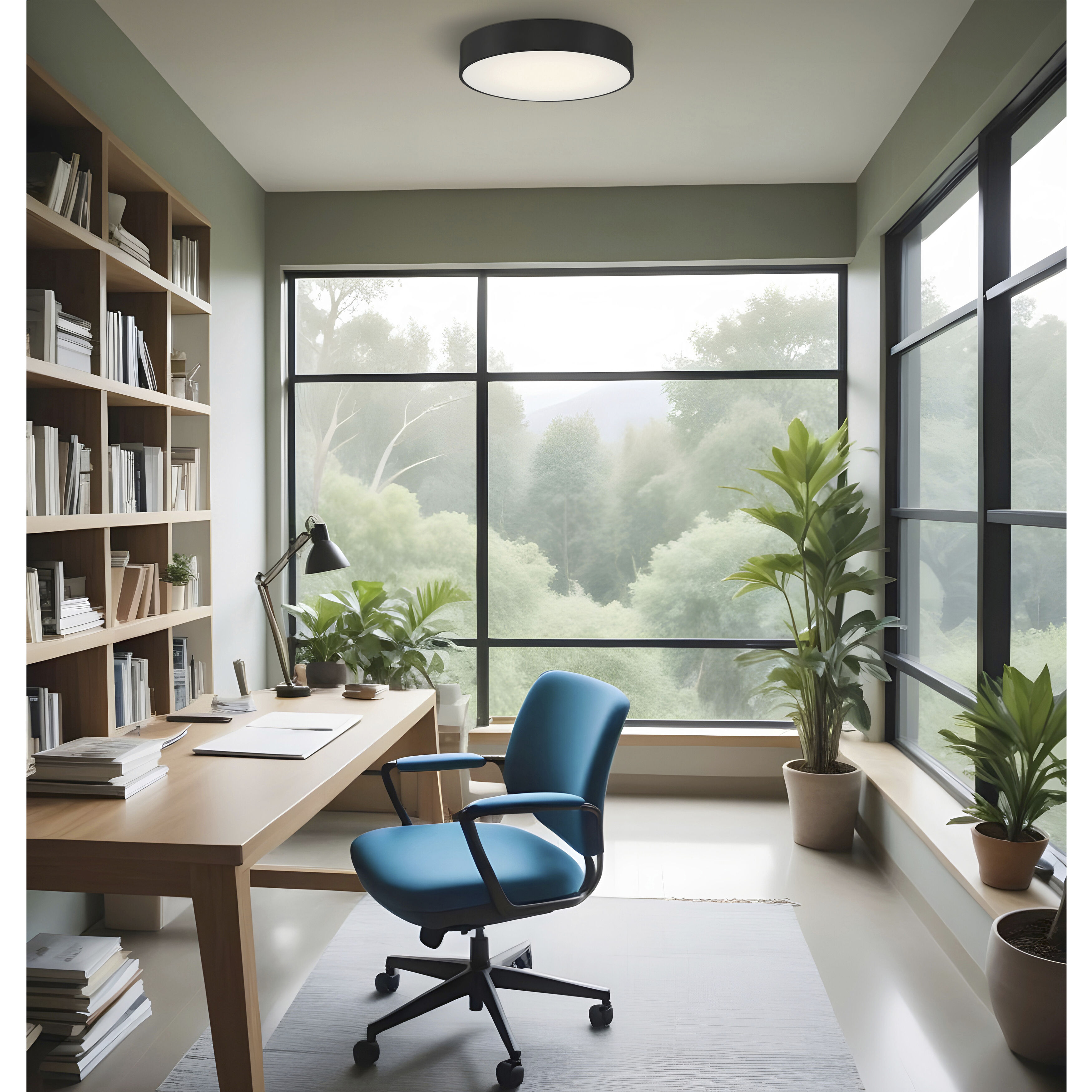 Como LED 17.75 inch Black and White Flush Mount Ceiling Light